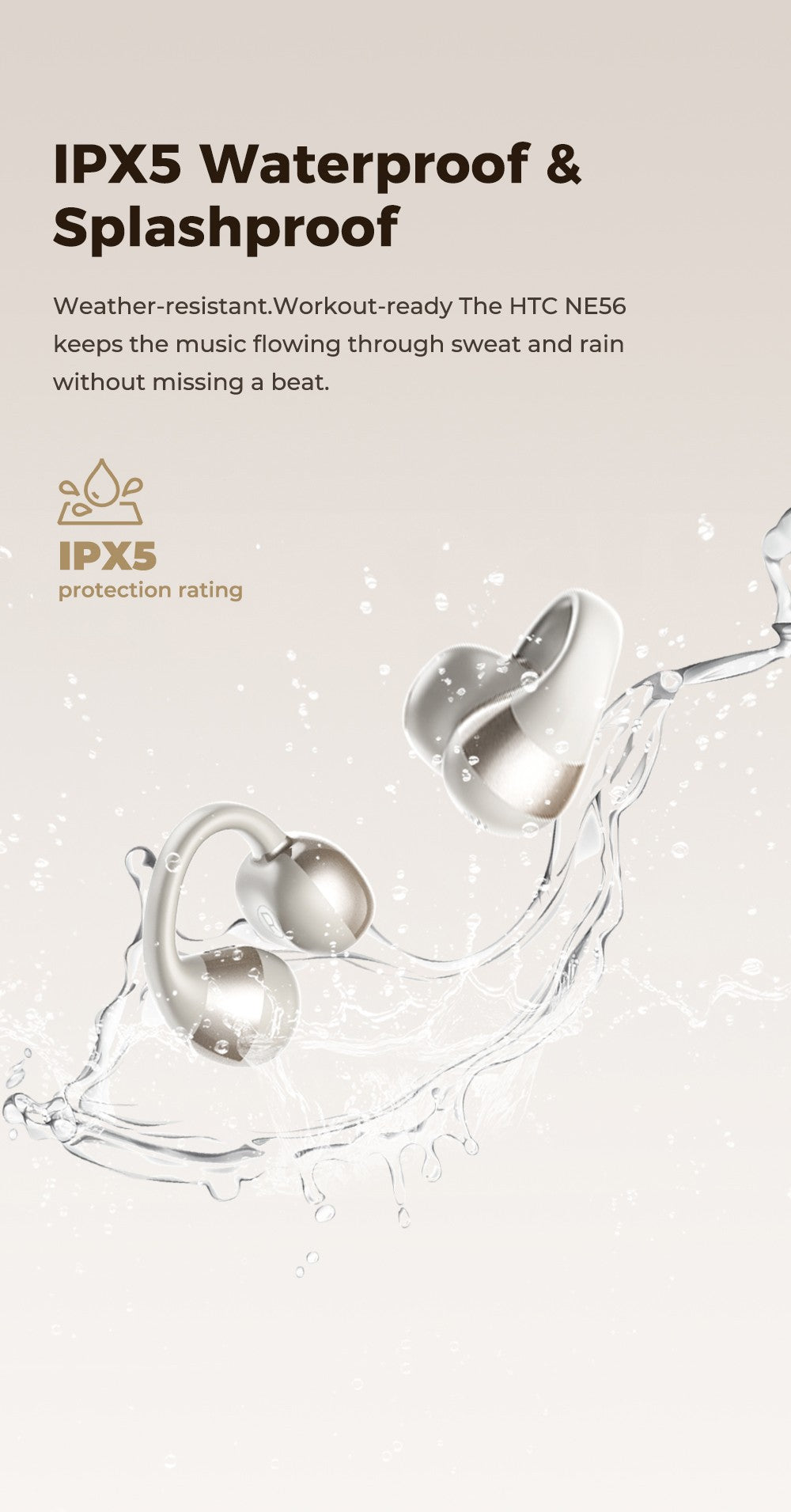 Htc ne56 fones de ouvido bluetooth v6.0 ows clipe de orelha esportes sem fio fon