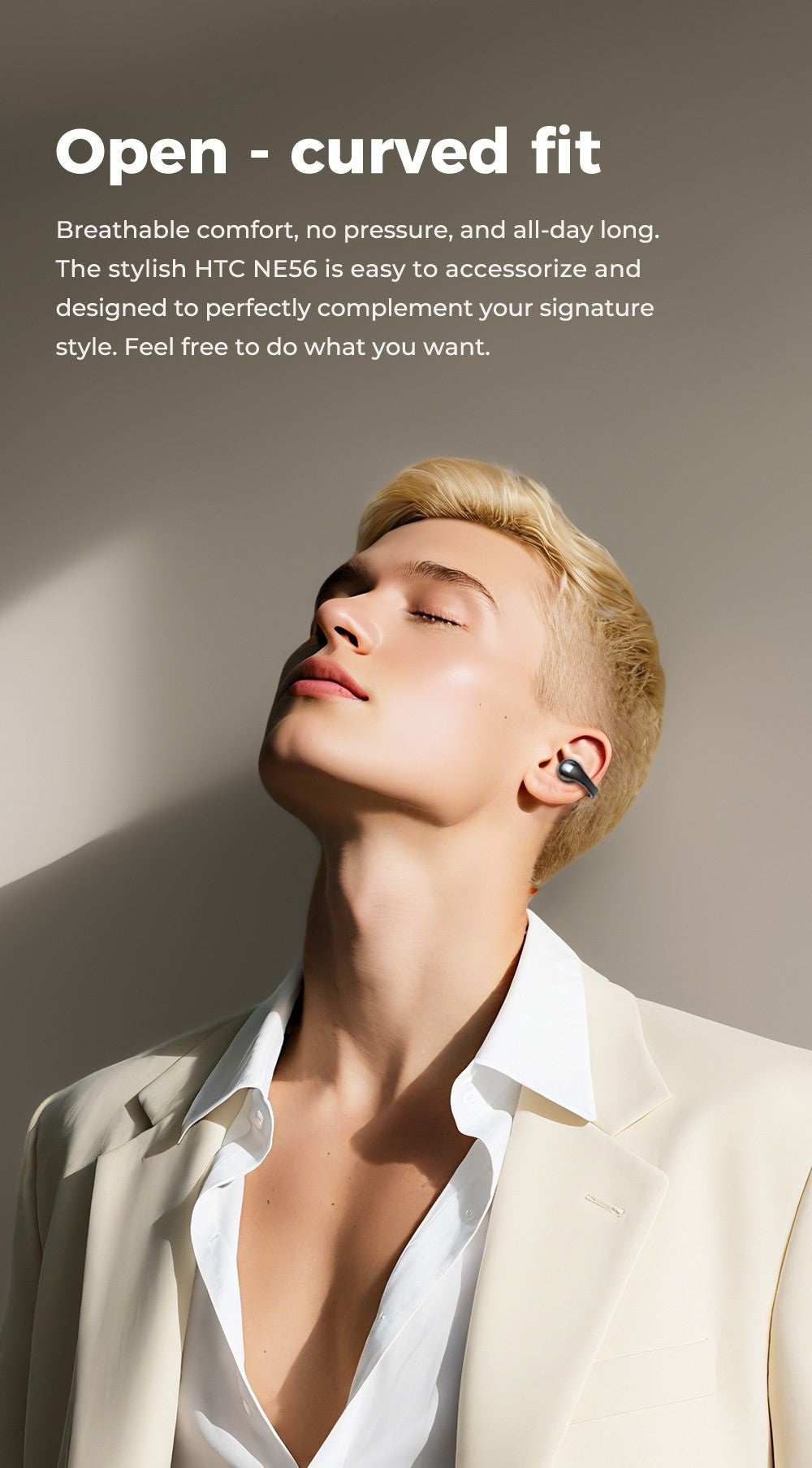 Htc ne56 fones de ouvido bluetooth v6.0 ows clipe de orelha esportes sem fio fon