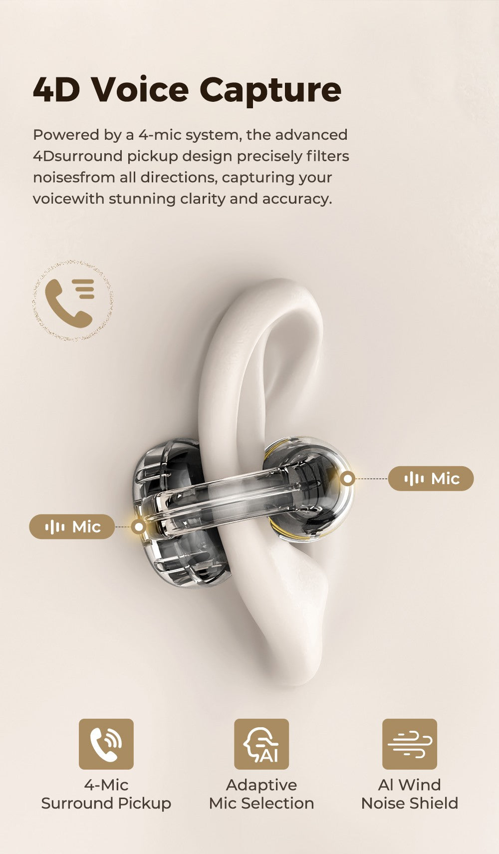 Htc ne56 fones de ouvido bluetooth v6.0 ows clipe de orelha esportes sem fio fon