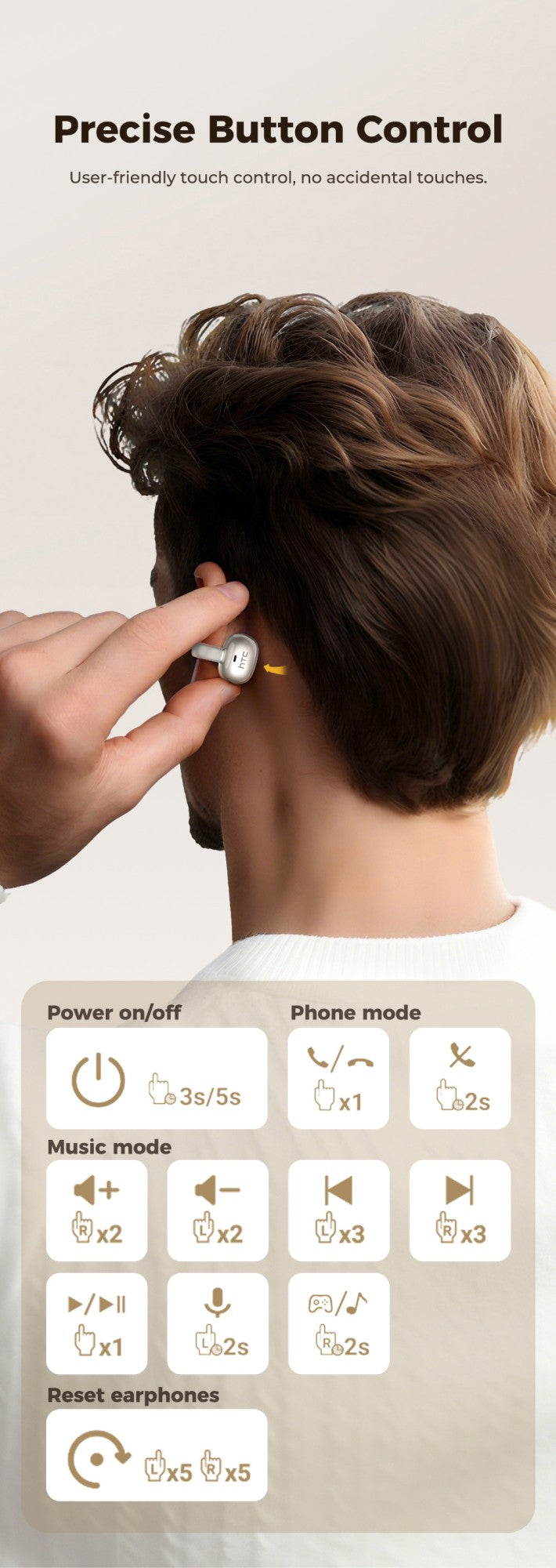 Htc ne56 fones de ouvido bluetooth v6.0 ows clipe de orelha esportes sem fio fon